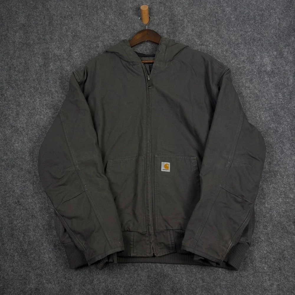 Carhartt J130-M Active Jacket Mens 2XL Gravel Grey Loose Fit Hooded Work Coat
